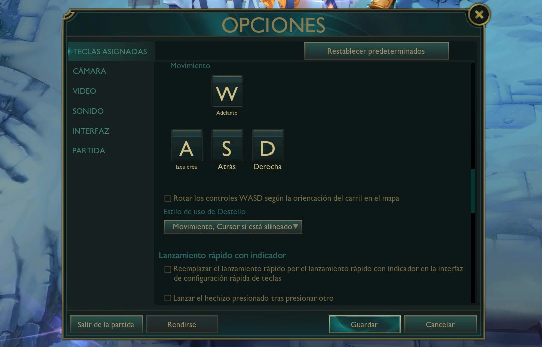 WASD movement settings