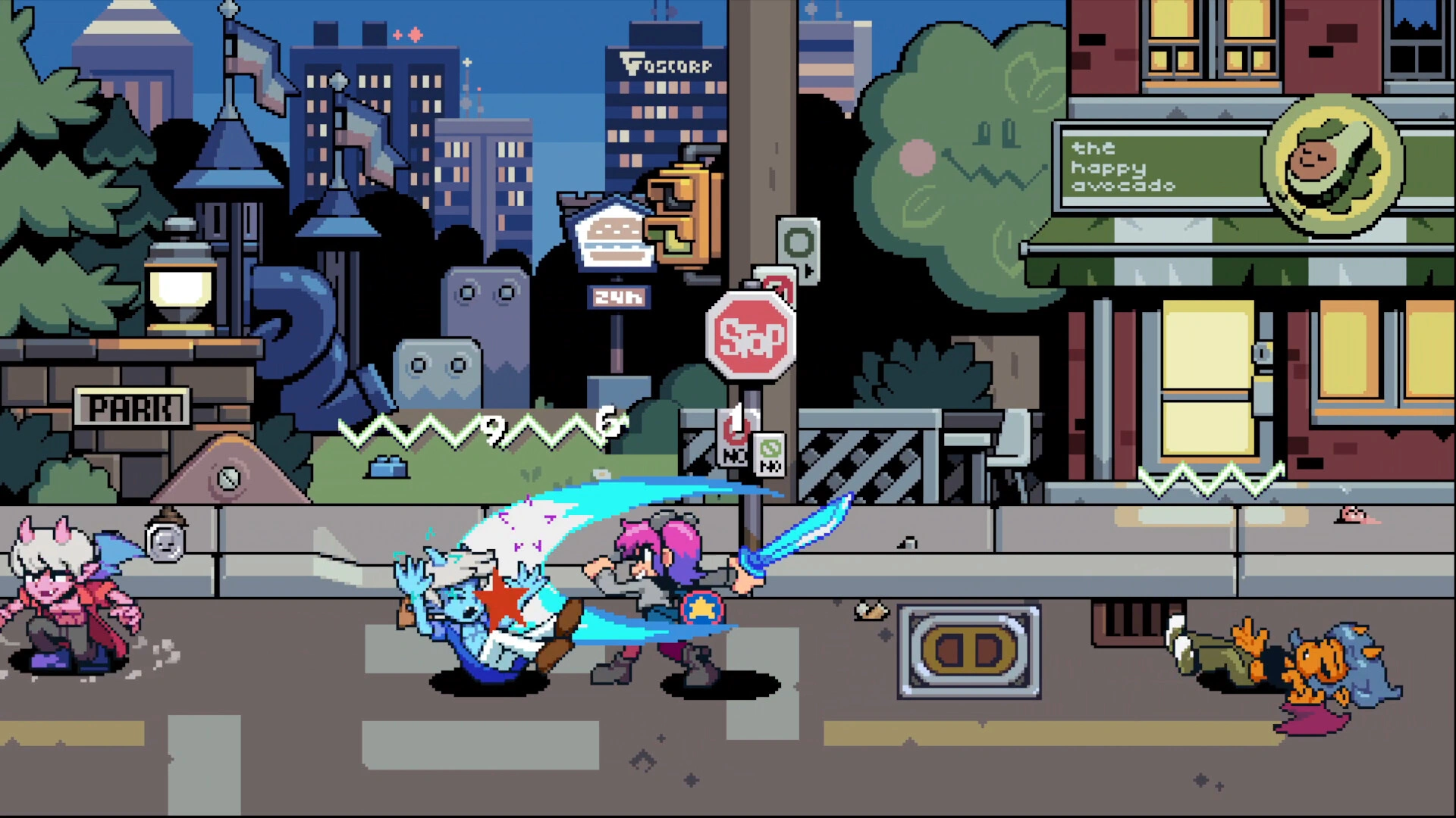 Combat scene in Scott Pilgrim EX (Image source: Steam).