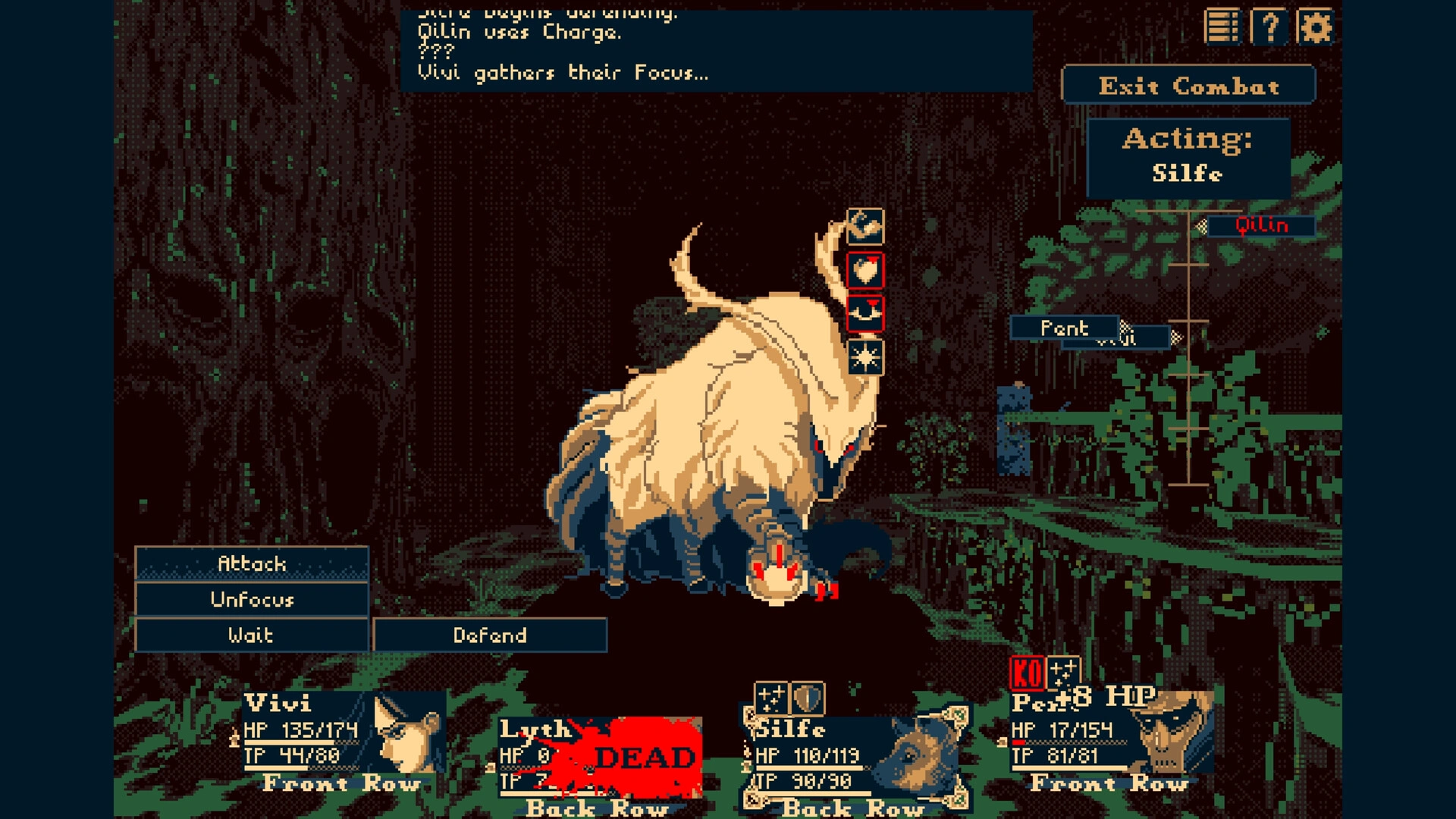 Retro graphics with a minimal color palette give Thysiastery a dark and haunting atmosphere. (Image source: Steam)