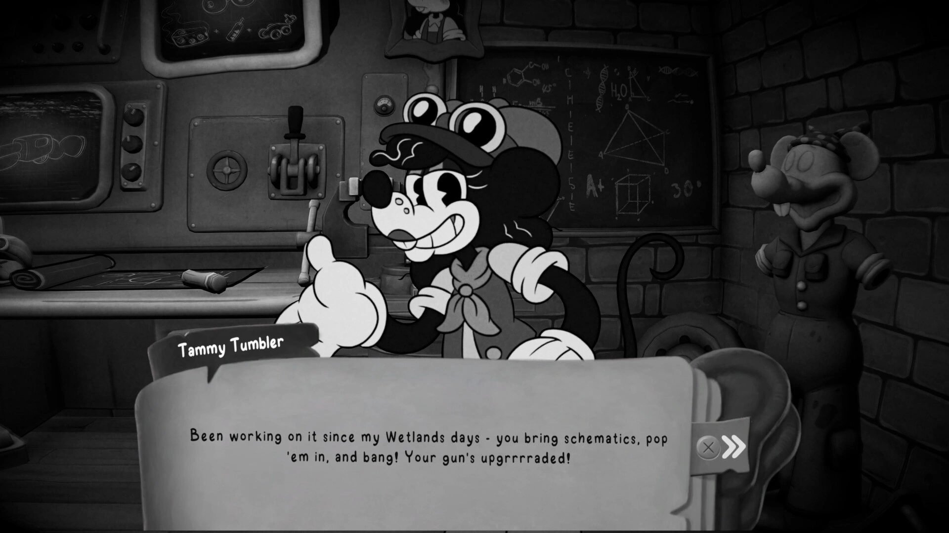 Black-and-white rubber hose animation style inspired by the 1930s (Image source: Steam)