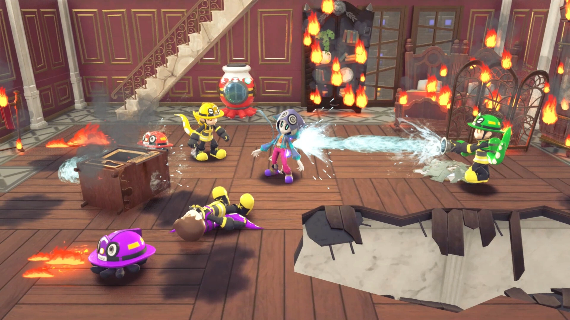 Battle between firefighters and artists (image source: Steam)