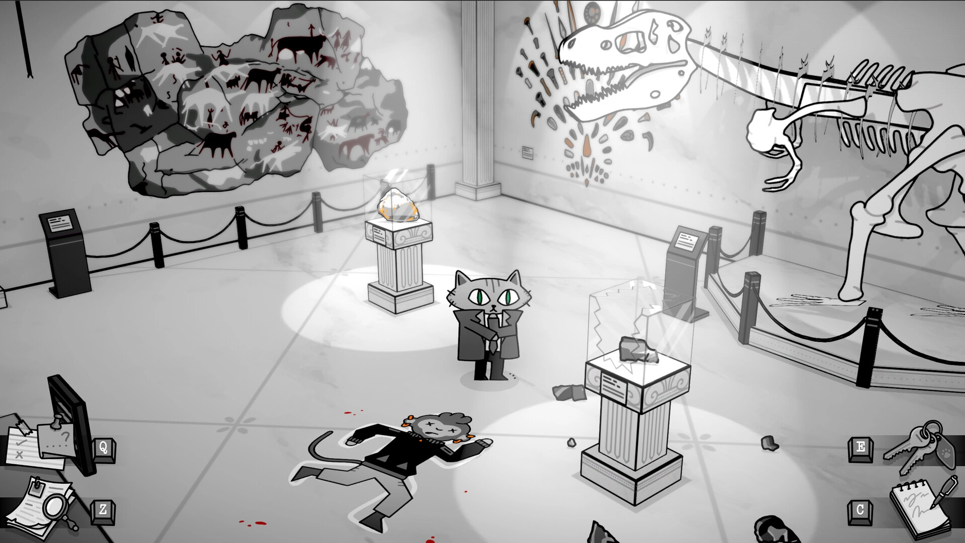 Kasus pembunuhan dan pencurian di museum Meowseum (sumber: Steam)