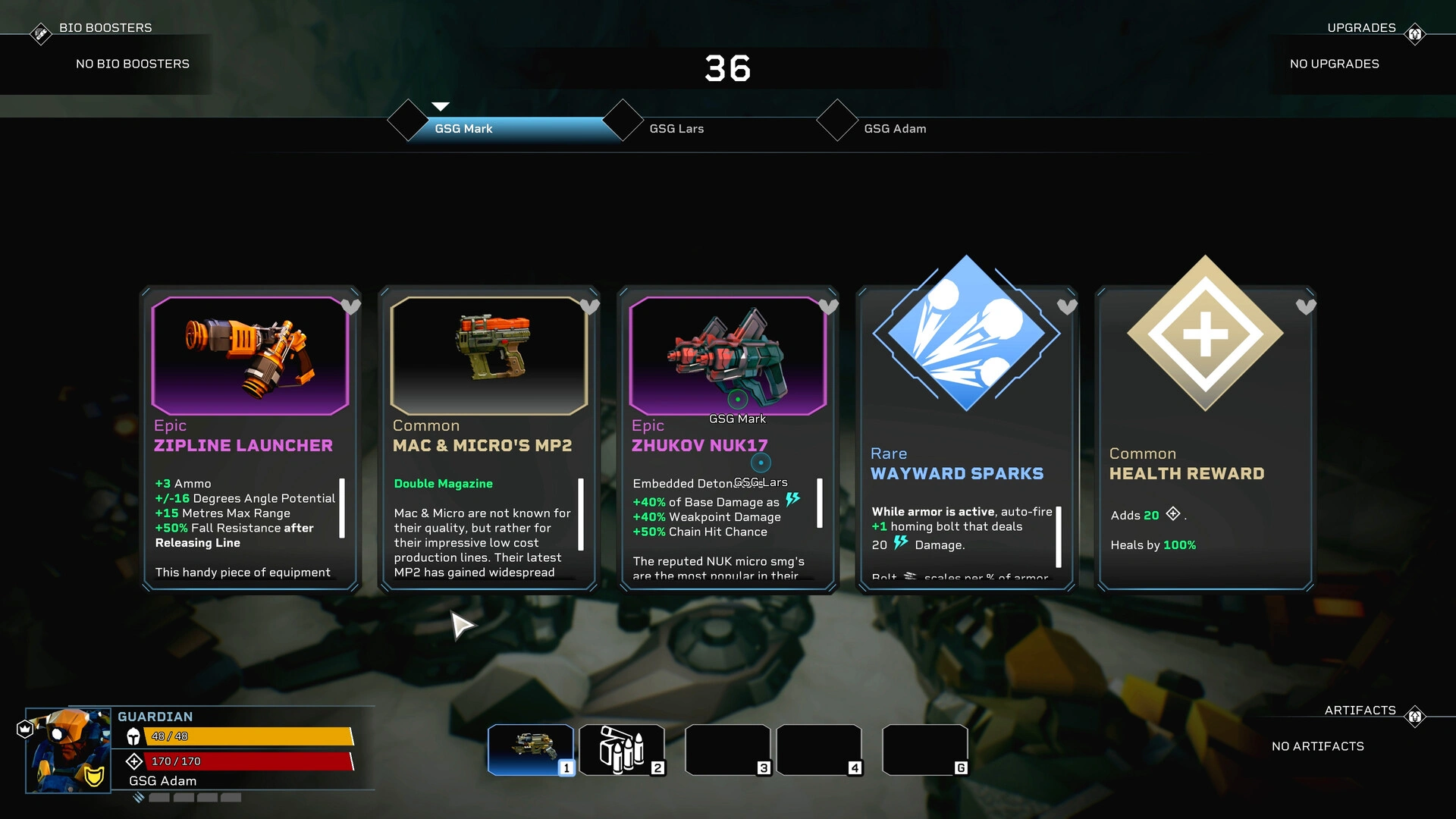 Weapons in Deep Rock Galactic: Rogue Core (image source: Steam)
