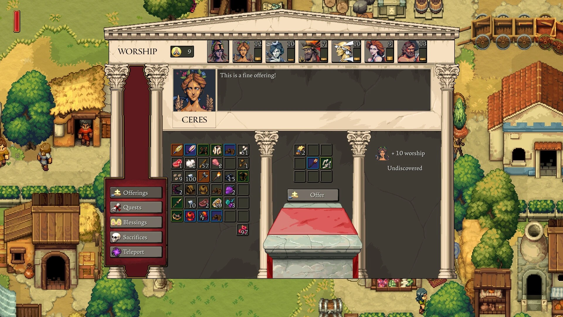 Offering tributes to the Roman gods (Image source: Steam)