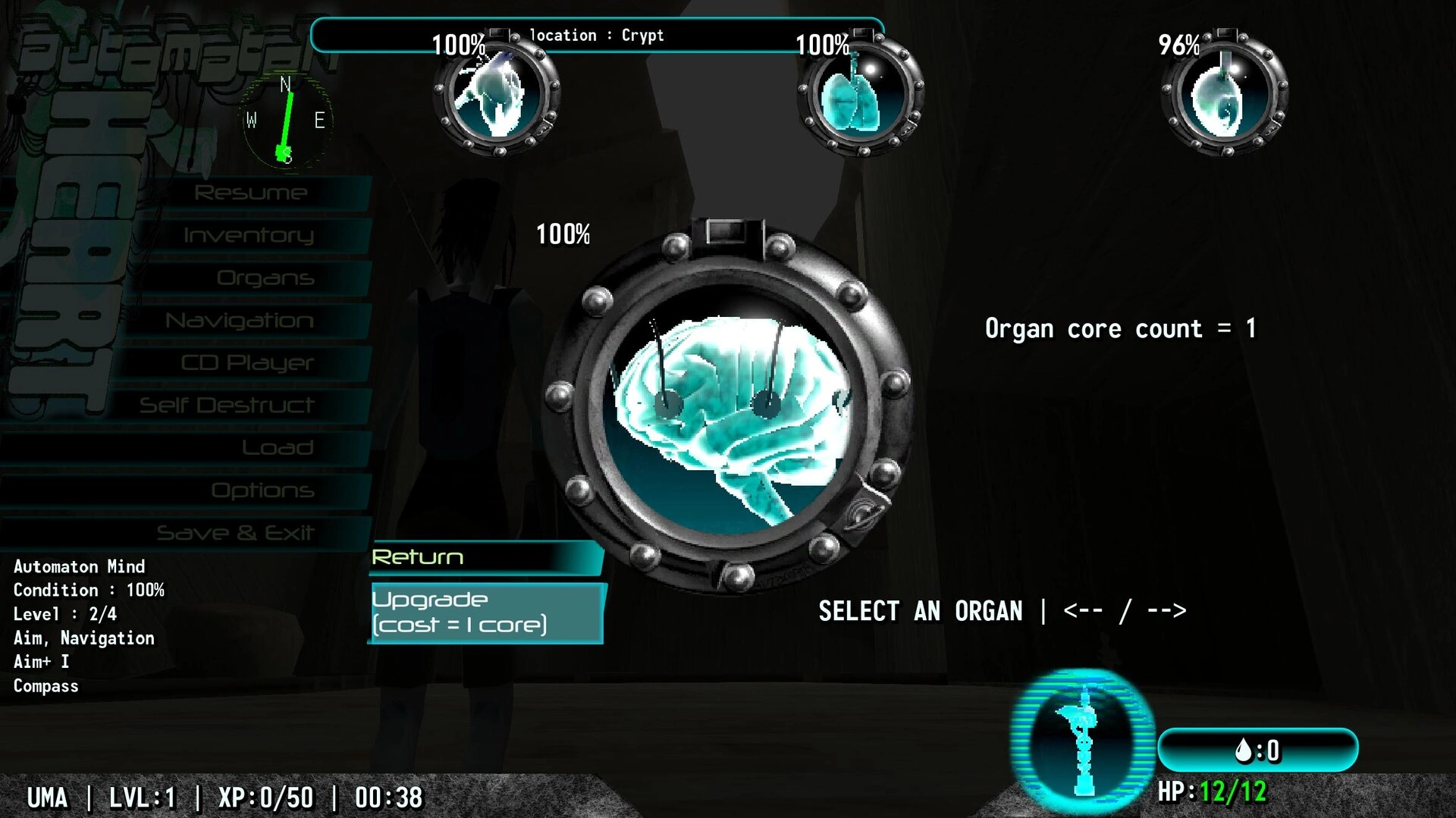 Upgrade organs instead of buying gear (Image source: Steam)