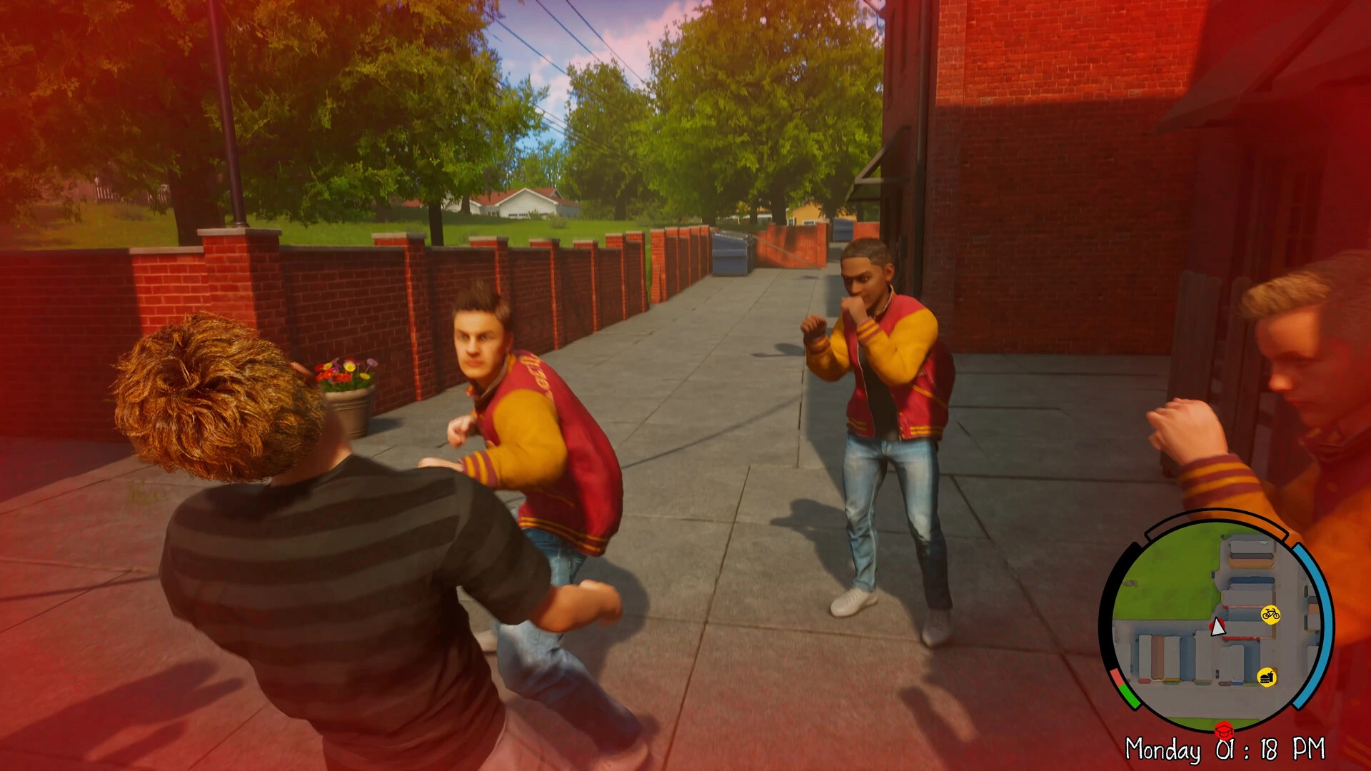 A fight on the school grounds. (Image source: Steam)