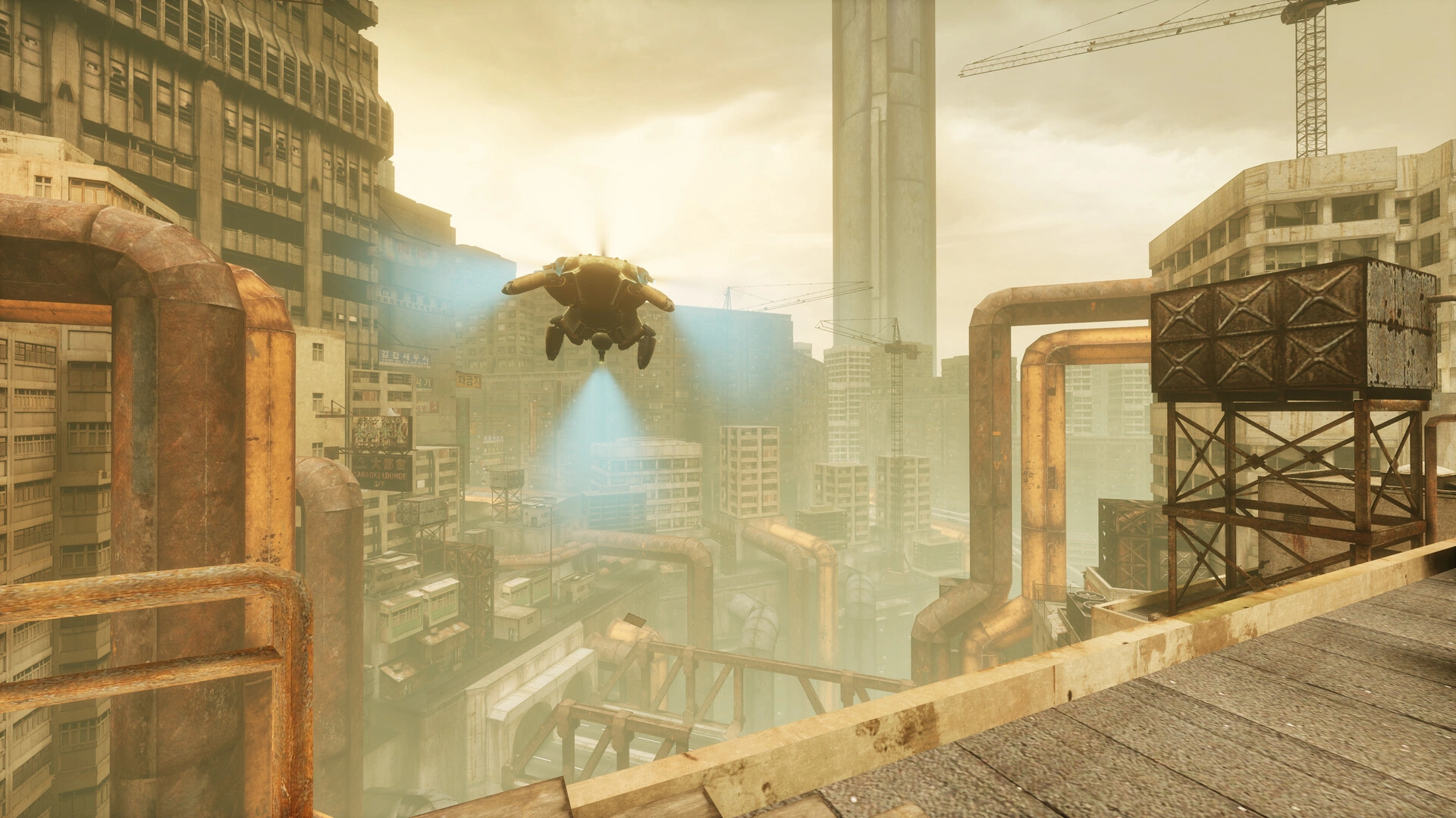 The game takes place in a dystopian city (Image source: Steam)